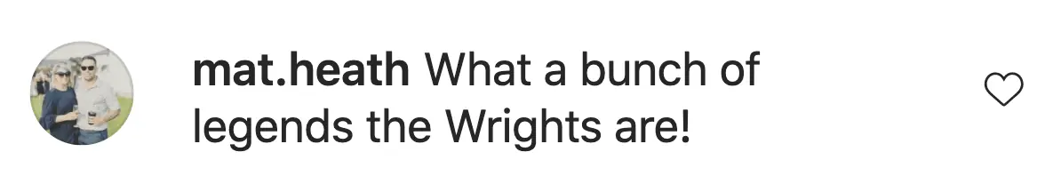 An image of an Instagram comment.