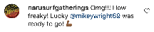 An image of an Instagram comment.