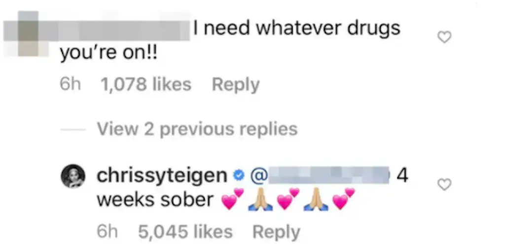 Teigen Instagram comment