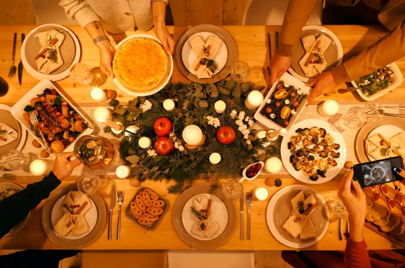 A Christmas dinner.