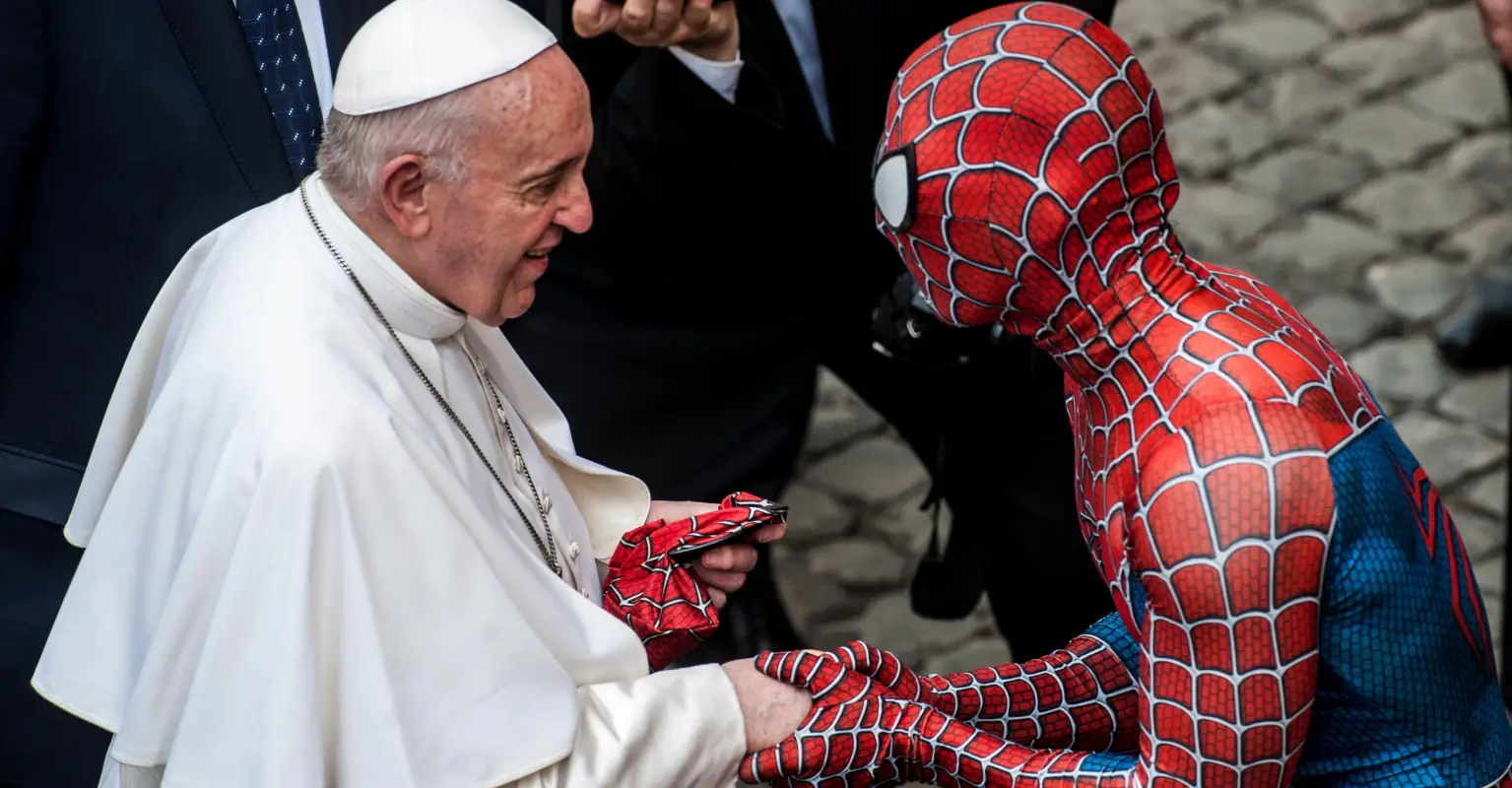 Pope Francis meets Spider-Man at Vatican as he's given his own Marvel hero mask