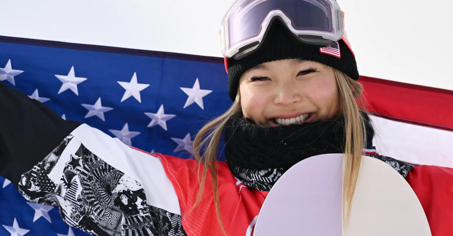 Chloe Kim is the first woman in Olympic history to win back-to-back Gold in halfpipe