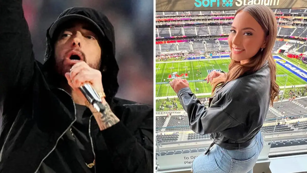 Eminem’s daughter Hailie Jade watches dad perform at Super Bowl