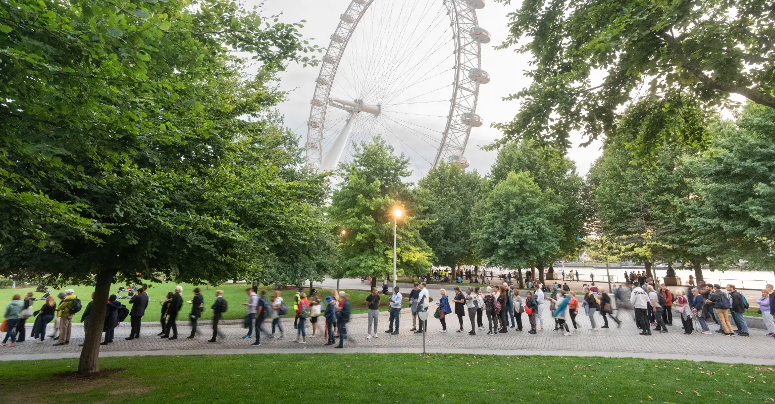 Man allegedly exposes himself to women standing in queue to see Queen's coffin, jumps into the Thames to flee