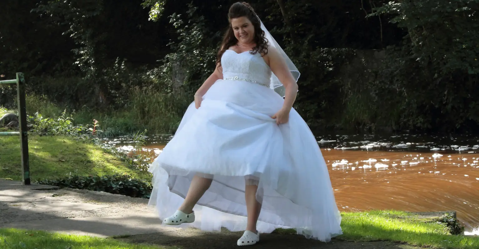 Brides spark heated debate after wearing white Crocs on wedding day