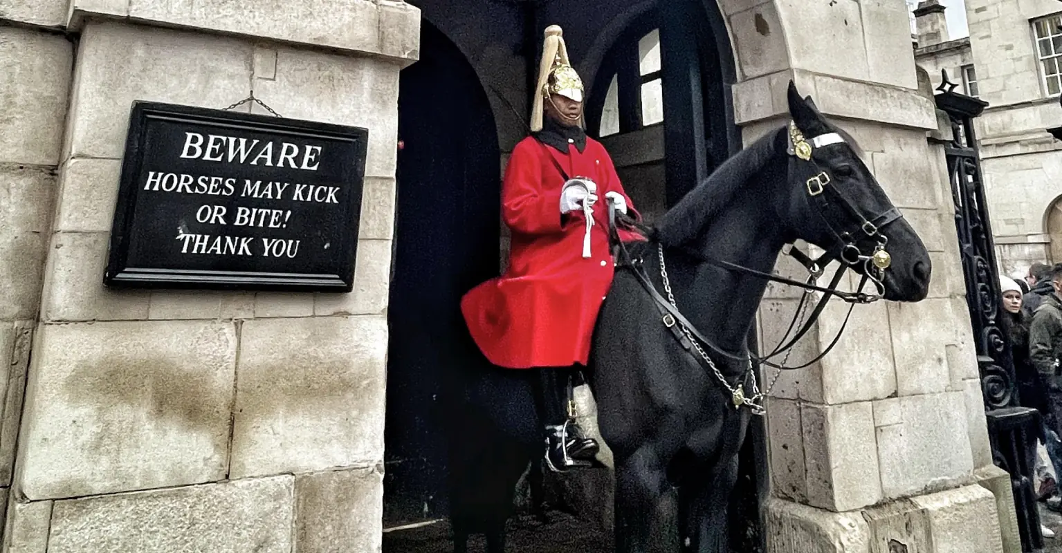 King's Guard yells at woman for touching his horse - she does it again