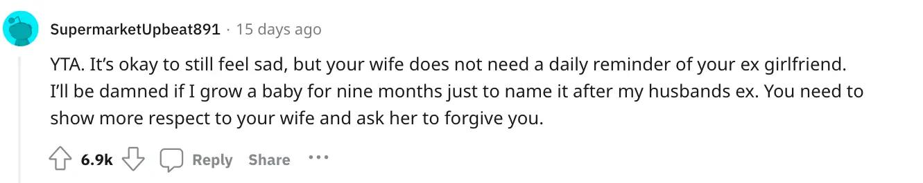 Man says his wife is furious he wants to name their baby after his ex-girlfriend - Article Image 3