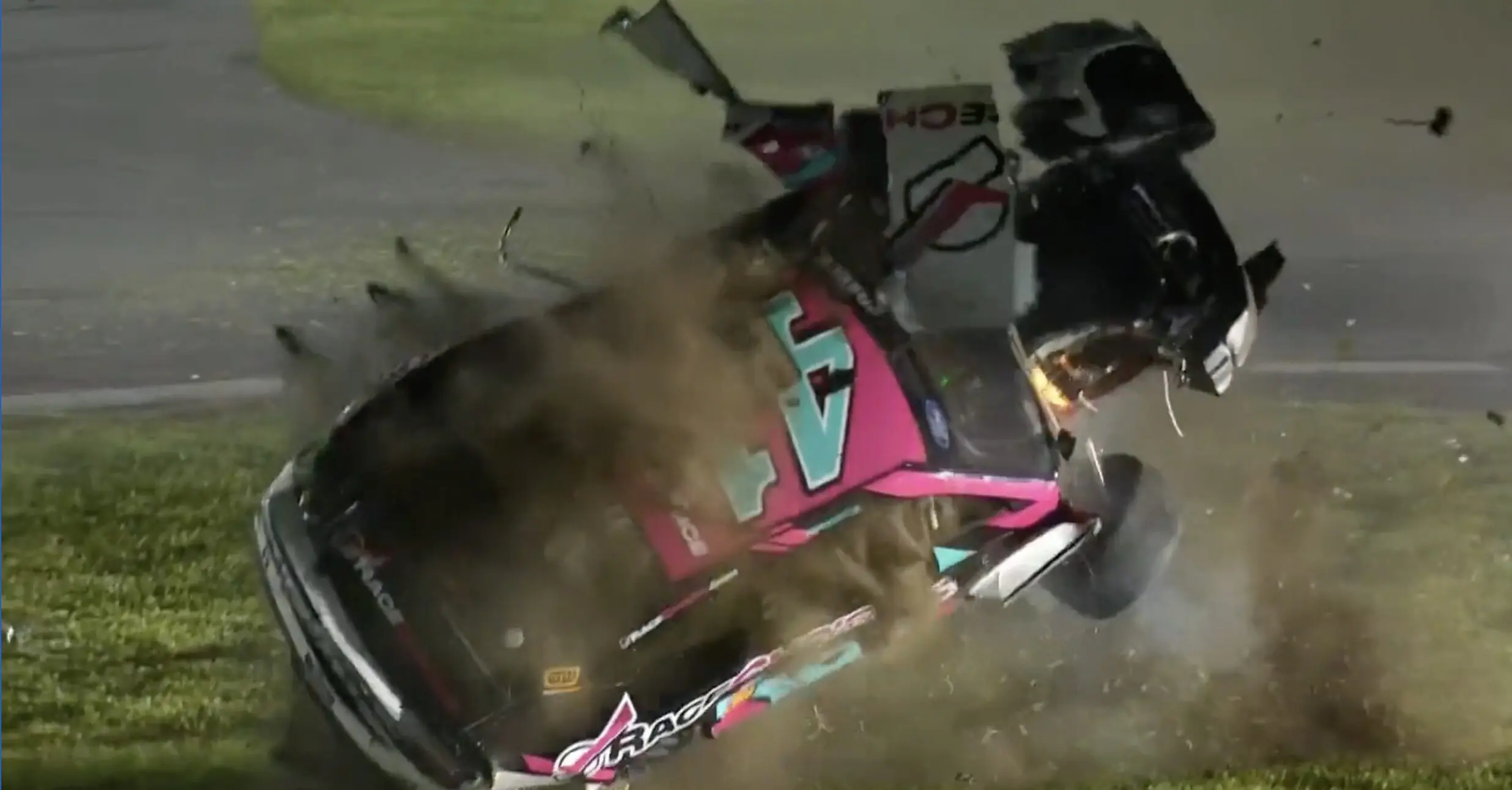 NASCAR driver miraculously survives with his life after car flips dozen times in horror smash