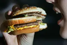 Eating a burger