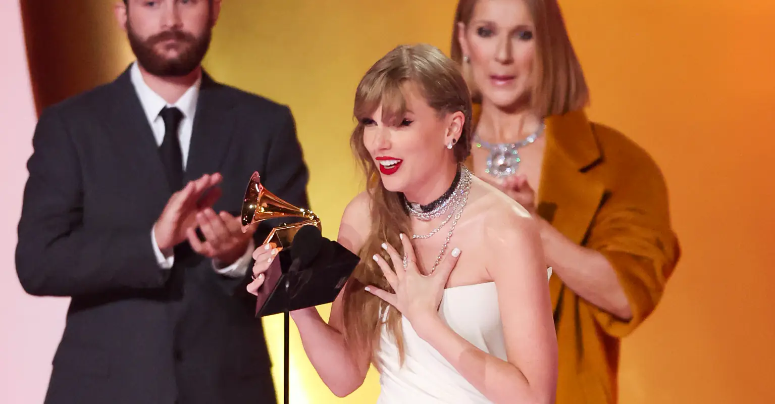 Taylor Swift slammed for 'blanking' Celine Dion after winning Grammy for Album of the Year
