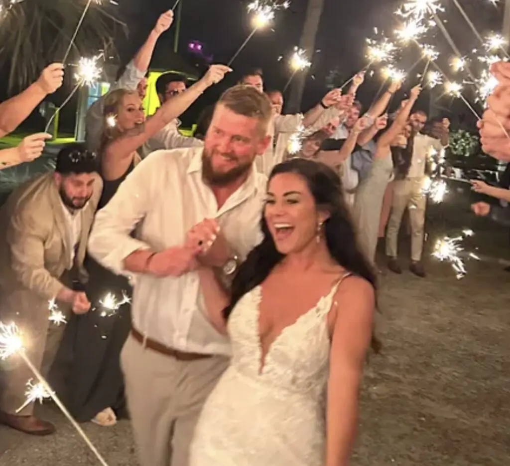 Samantha Miller, 34, and her new husband, Aric Hutchinson, 36,