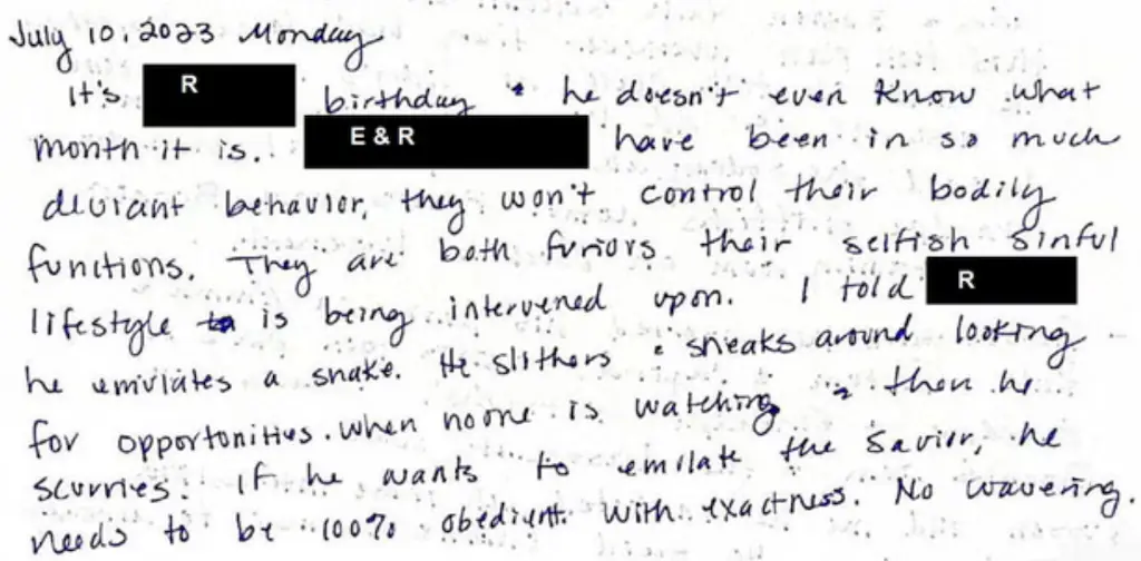 Ruby Franke's diary