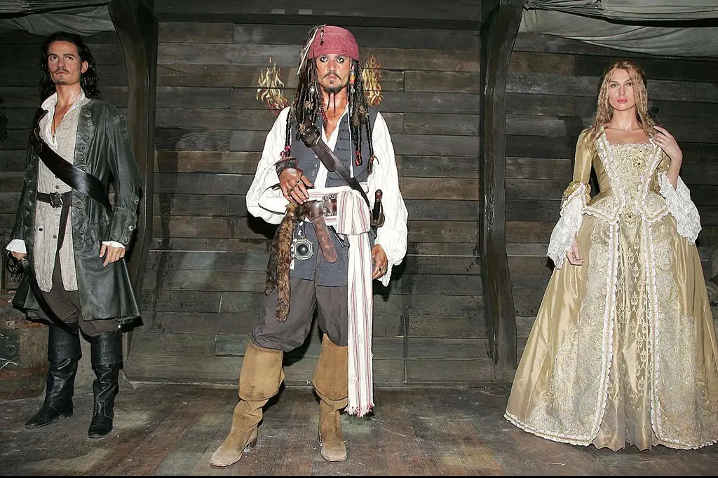 Pirates of the Caribbean waxworks in Madame Tussauds, London. Credit: Fred Duval/Getty
