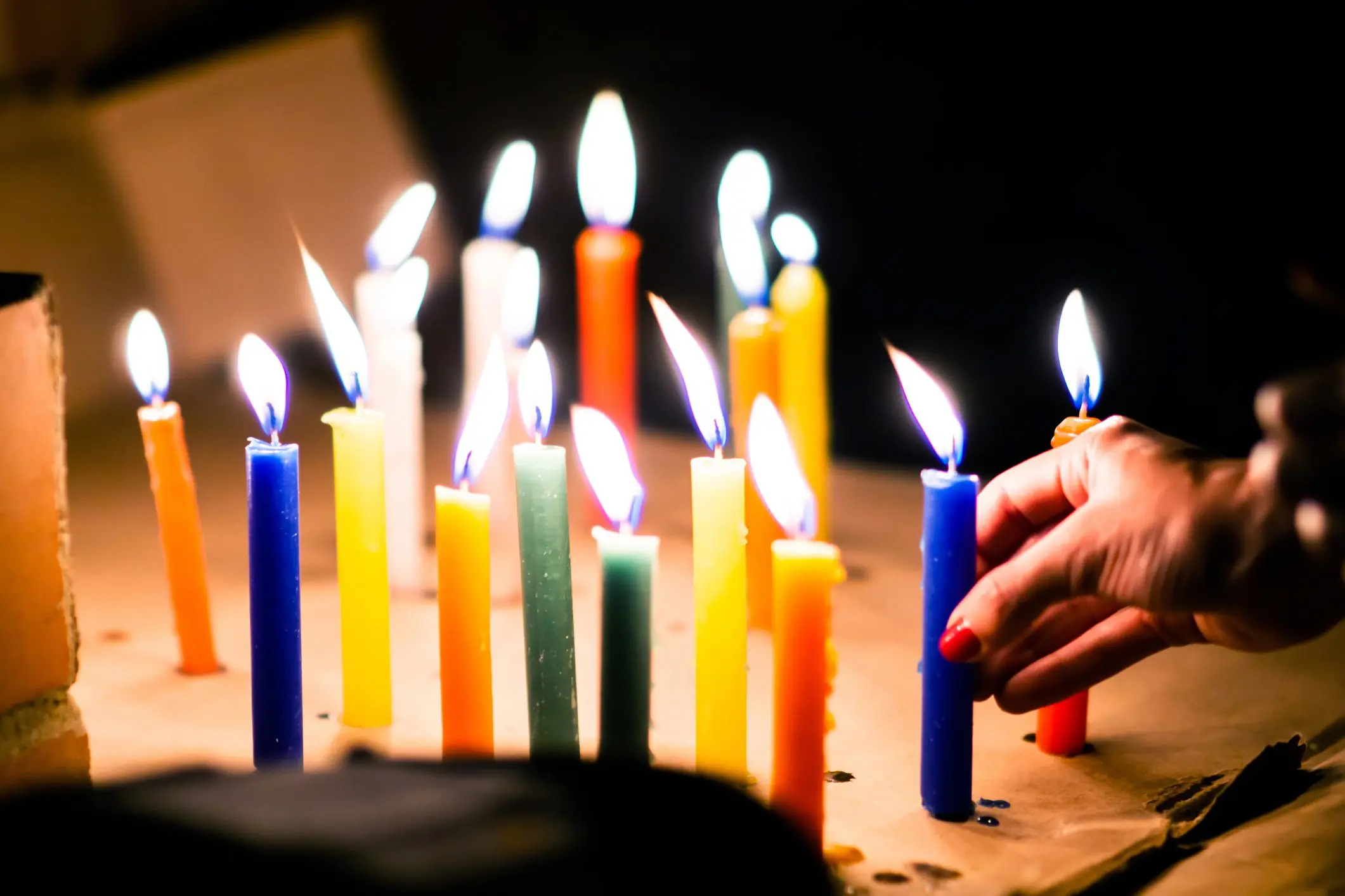 Colored candled are placed outside to mark Noche de Velitas in Colombia. Credit: 	Hispanolistic/Getty Images