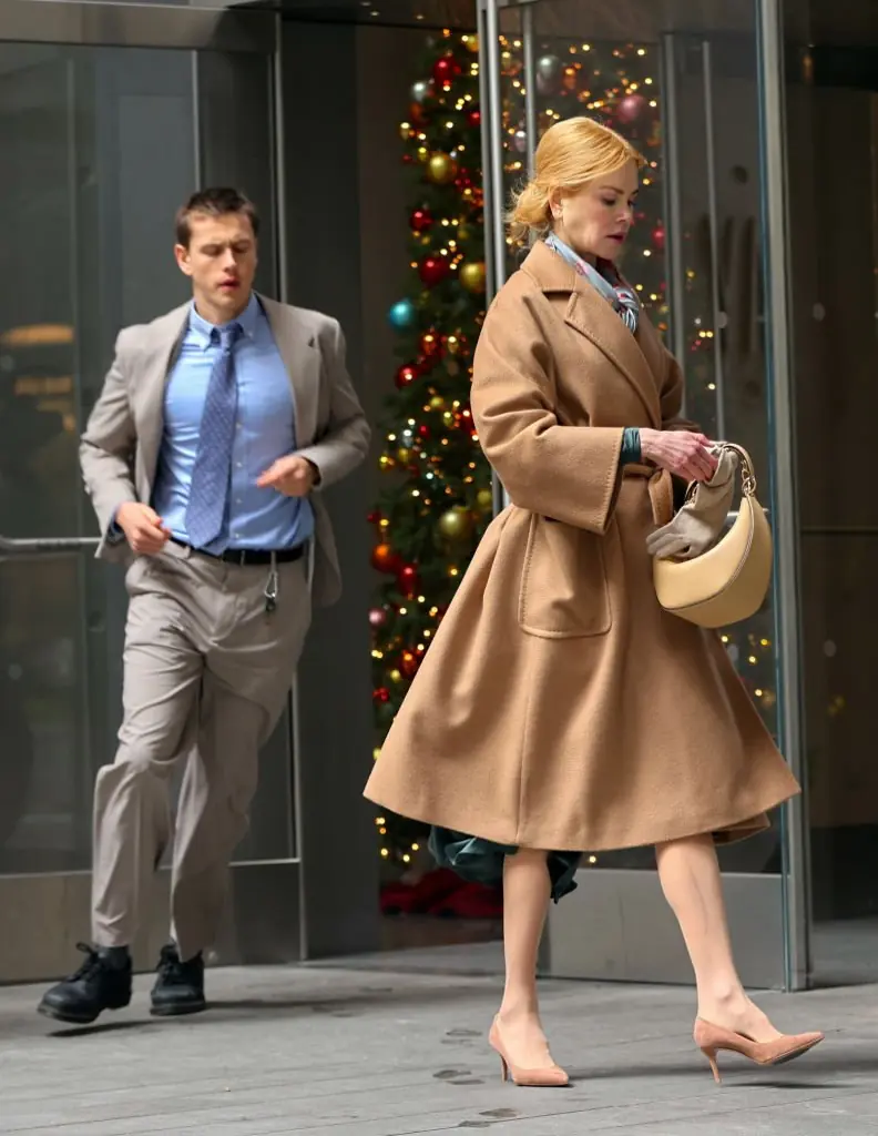 Harris Dickinson and Nicole Kidman on the 'Babygirl' movie set. Credit:	Jose Perez/Bauer-Griffin / Getty