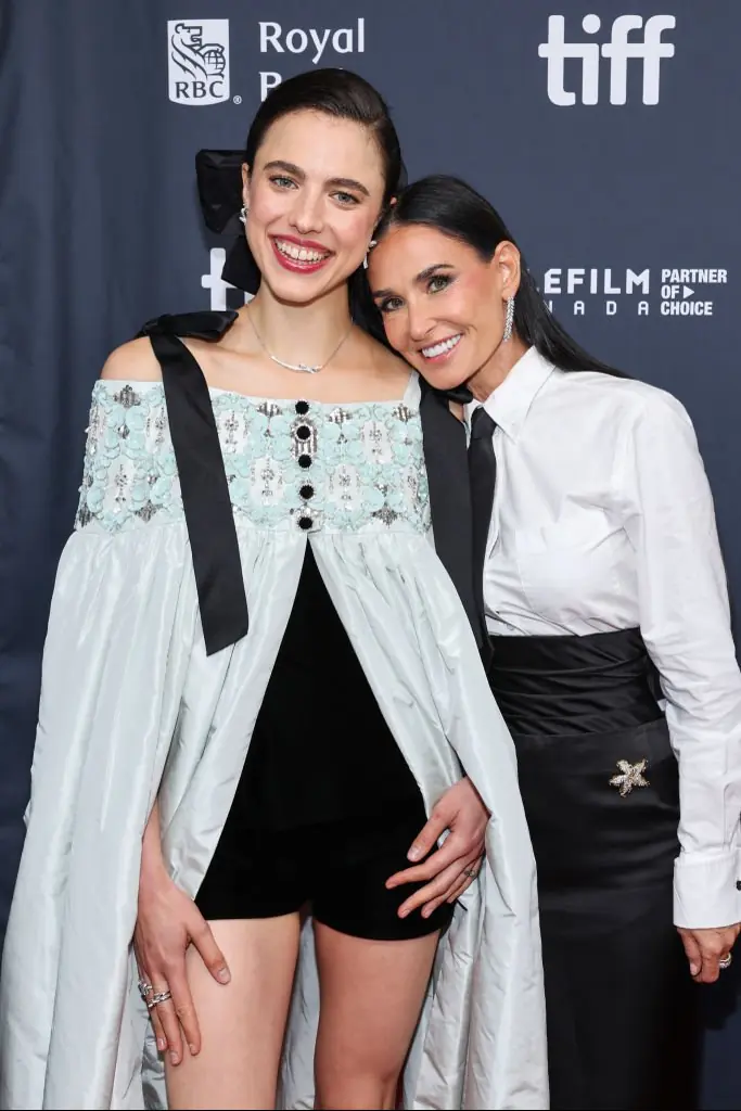 Margaret Qualley and Demi Moore attend the premiere of The Substance. Credit: Taylor Hill / Getty