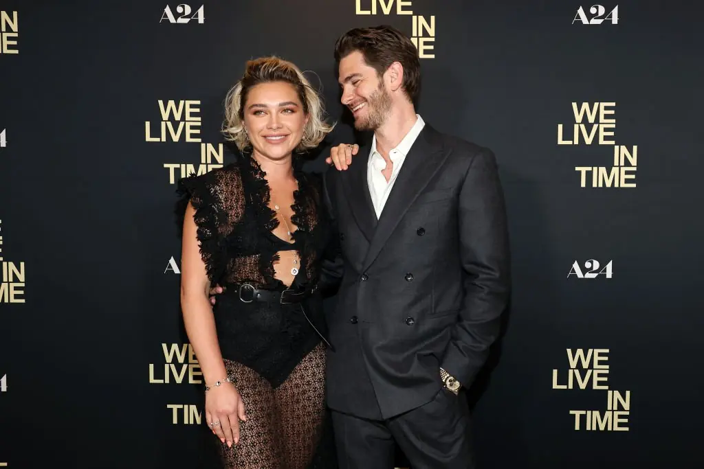 We Live In Time stars Andrew Garfield and Florence Pugh. Credit: Marleen Moise/Getty