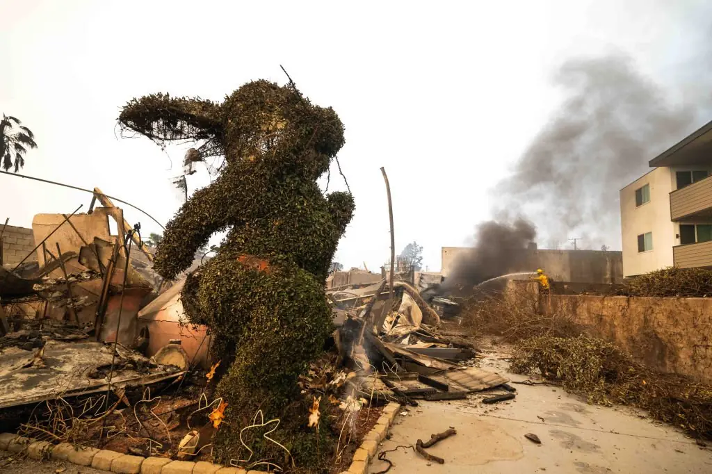 The Bunny Museum has been destroyed in the fire. Credit: MediaNews Group/Orange County Register via Getty Images