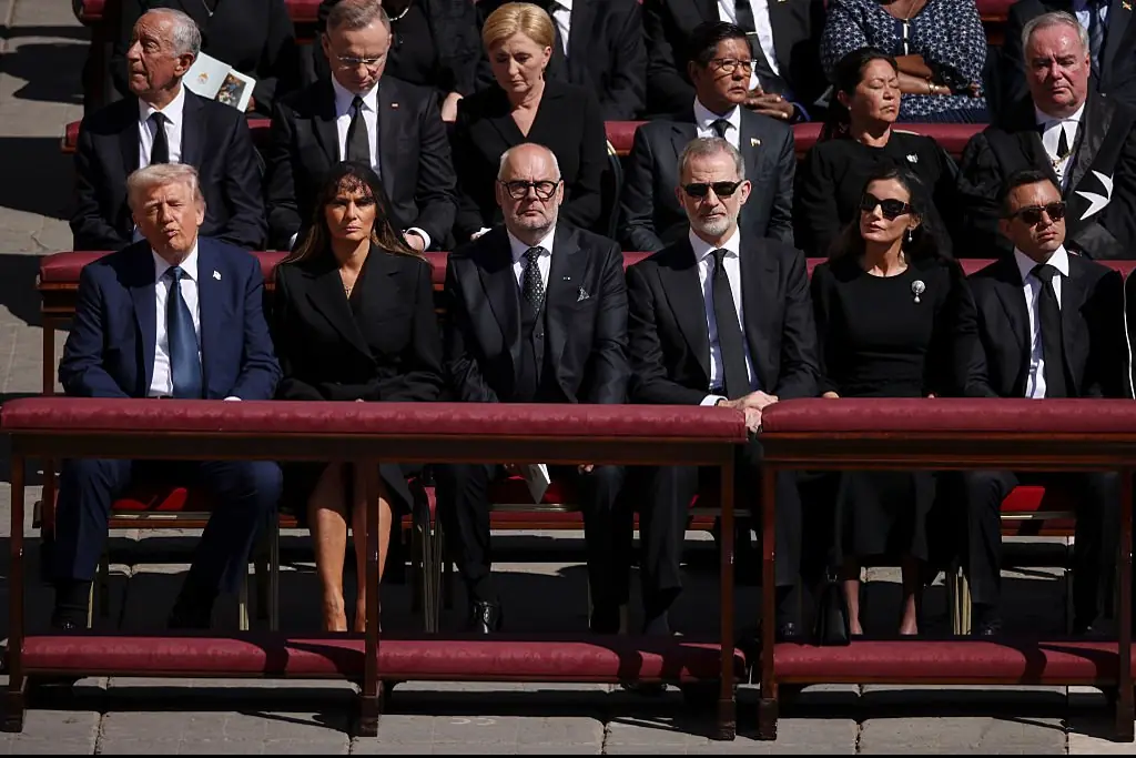 Trump is the only one not wearing black at Pope Francis' funeral. Credit: Dan Kitwood / Getty