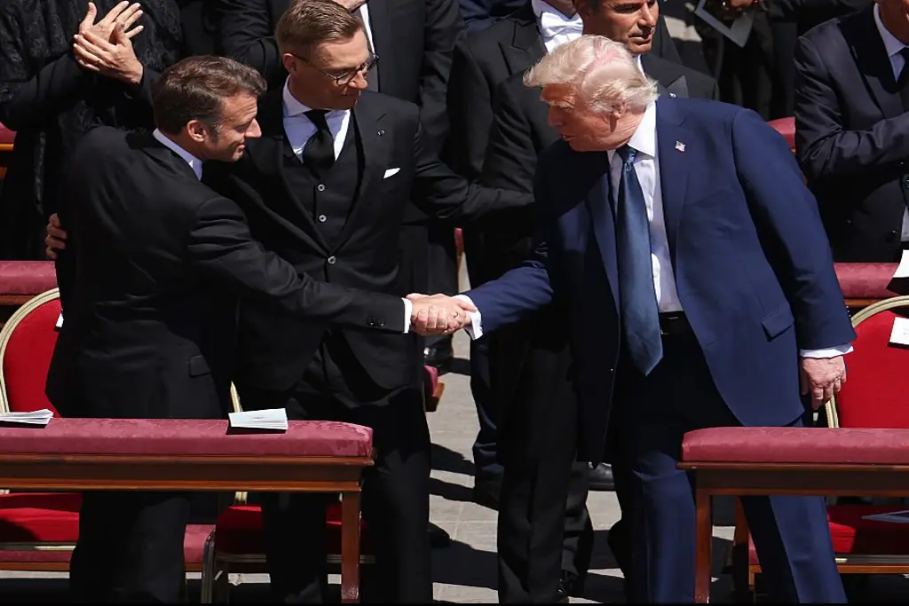 Trump allegedly gave Macron a frosty greeting at Pope Francis' funeral. Credit:  Dan Kitwood/Getty Images