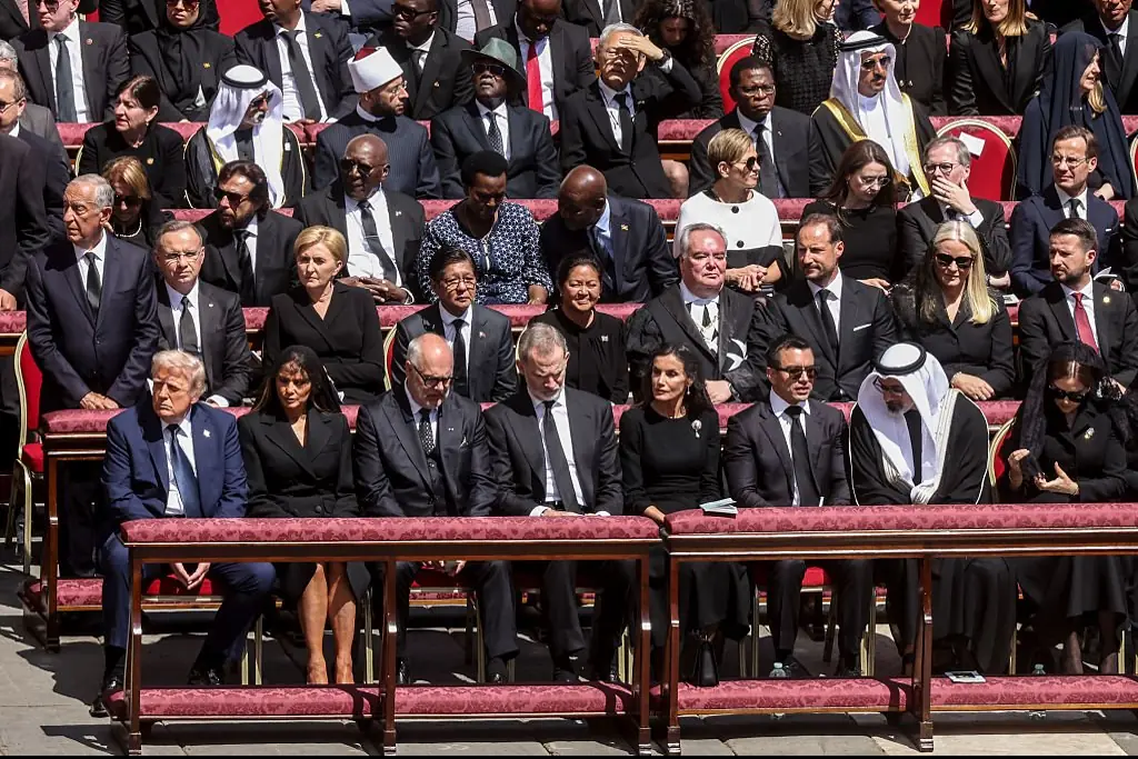President Donald Trump and First Lady Melania Trump sat first row at the pope's funeral. Credit: Alessandra Benedetti - Corbis / Getty