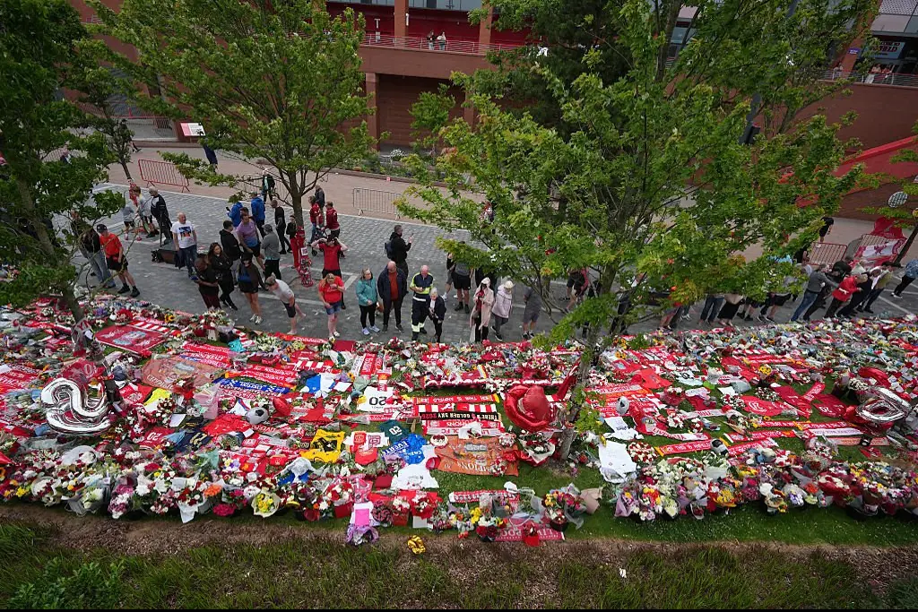 Tributes have been laid at Anfield. Credit: Christopher Furlong / Getty
