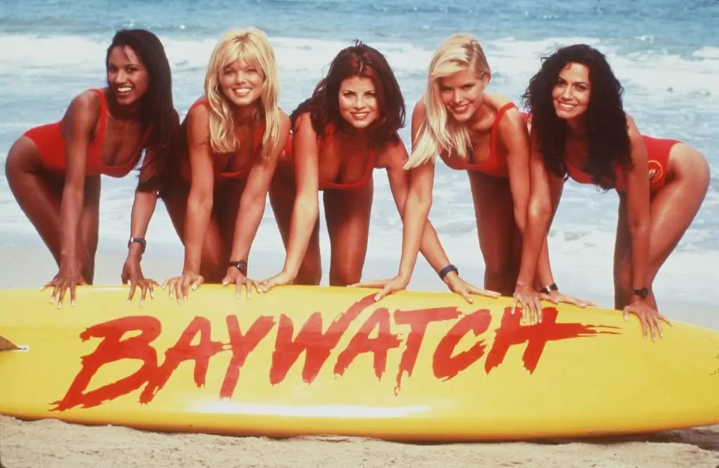 The ladies of Baywatch in 1996.  Credit: Getty