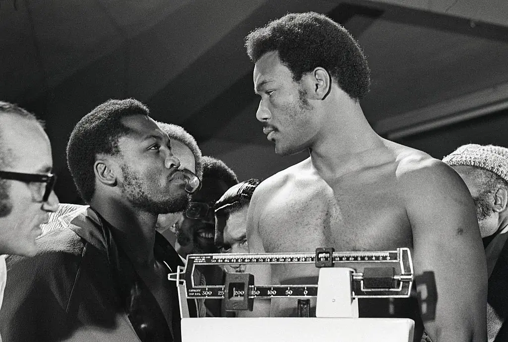 Foreman stares down Frazier. Credit: Bettmann / Getty