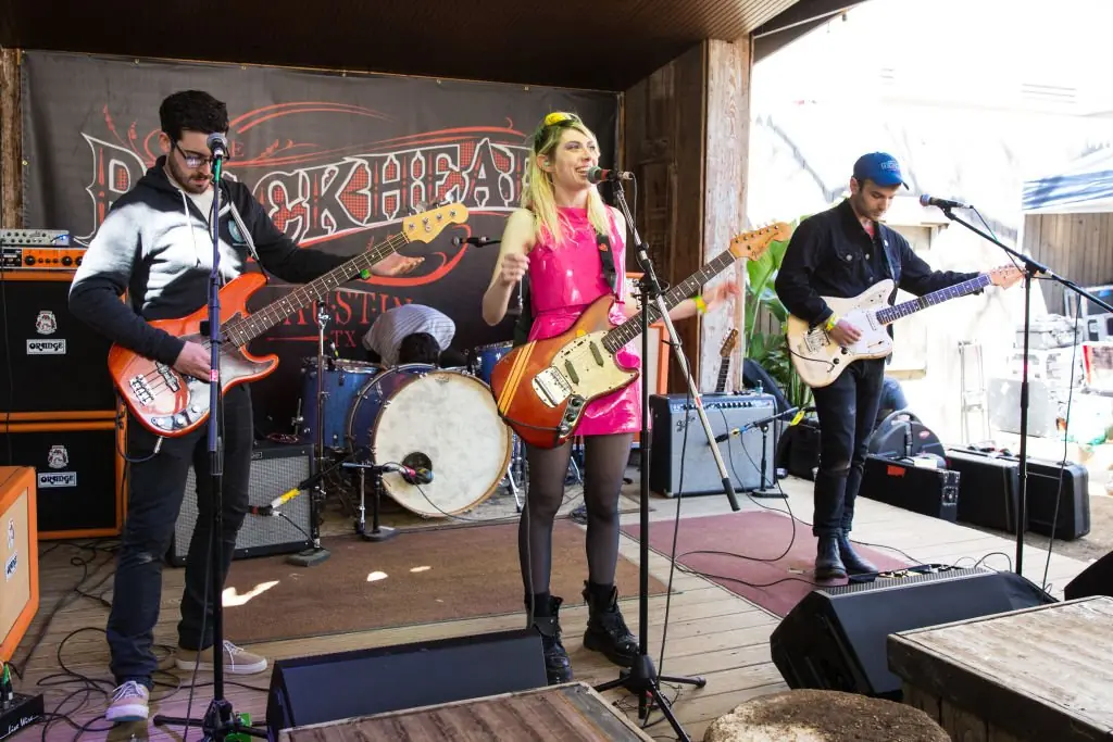 The band Charly Bliss with Spencer Fox (right). Credit: Lorne Thomson/Getty