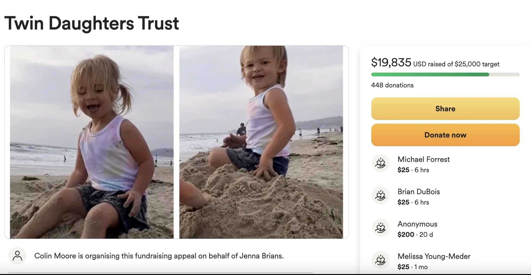 Money was raised for the twin children. Credit: GoFundMe
