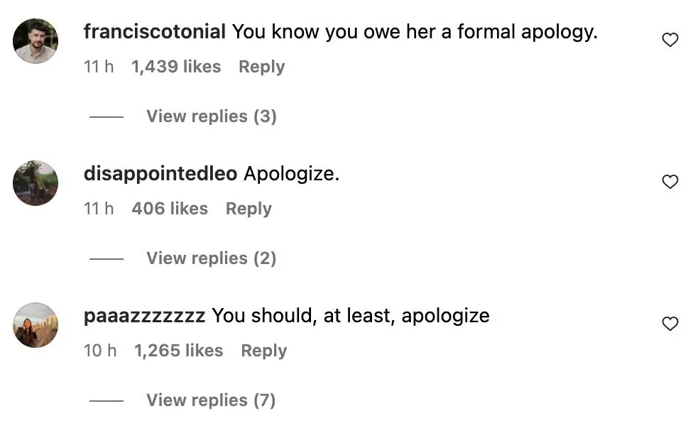 Swift fans were fuming and demanding an apology! Credit: Instagram (Screenshot)