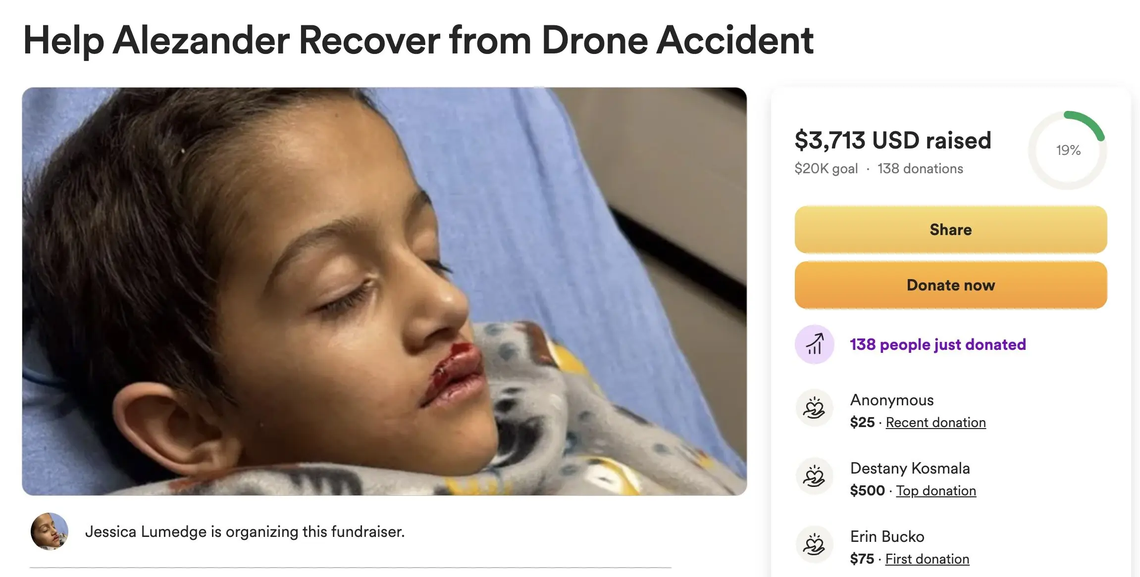 A GoFundMe has been launched to help support the family. Credit: GoFundMe