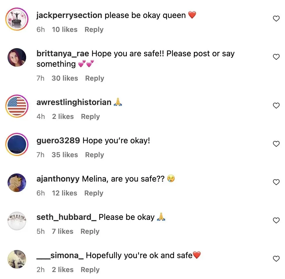 Wrestling fans have flooded Perez's comments section with concerned messages. Credit: Instagram