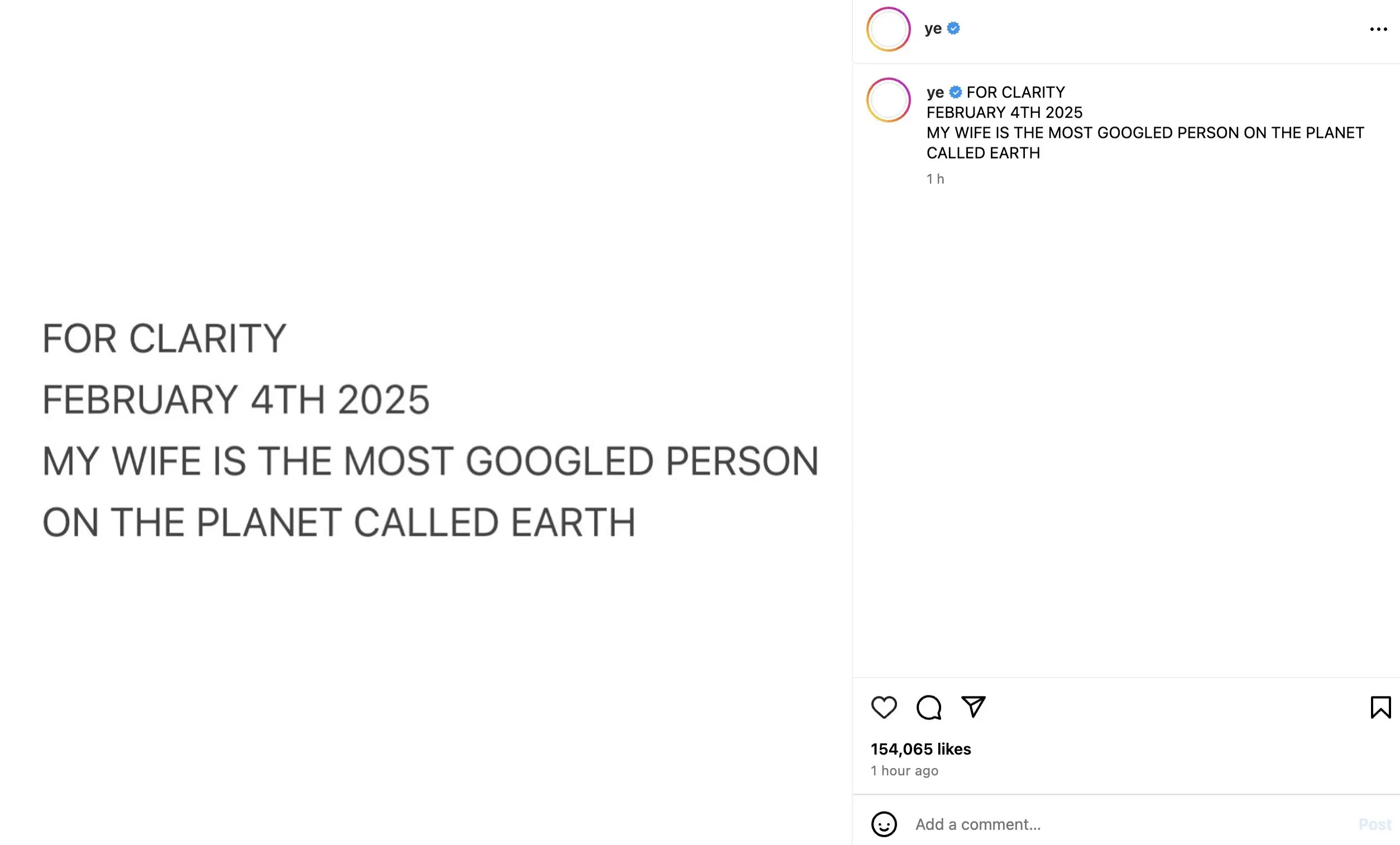 Ye has hailed his wife 