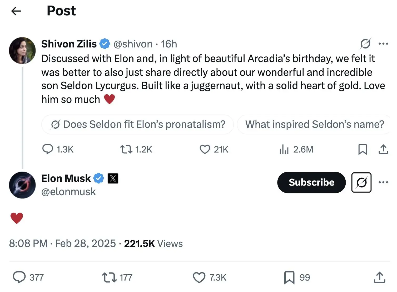 The announcement was made on Musk's platform, X. Credit: X