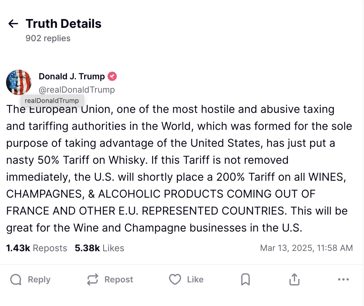 Credit: Truth Social