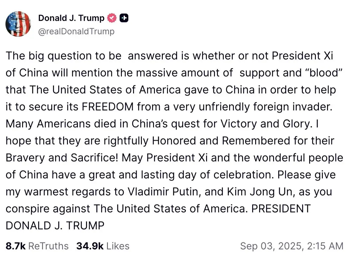Trump posted a very loaded message. Credit: Donald Trump / Truth Social