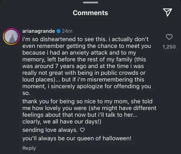 Grande responded to Elvira's claims. Credit: Instagram
