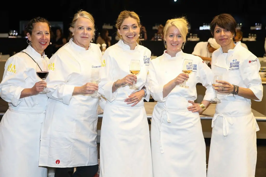 Chefs Nancy Silverton, Nancy Oakes, Waylynn Lucas, Naomi Pomeroy, and Dominique Crenn in 2014. Credit:  Imeh Akpanudosen / Getty