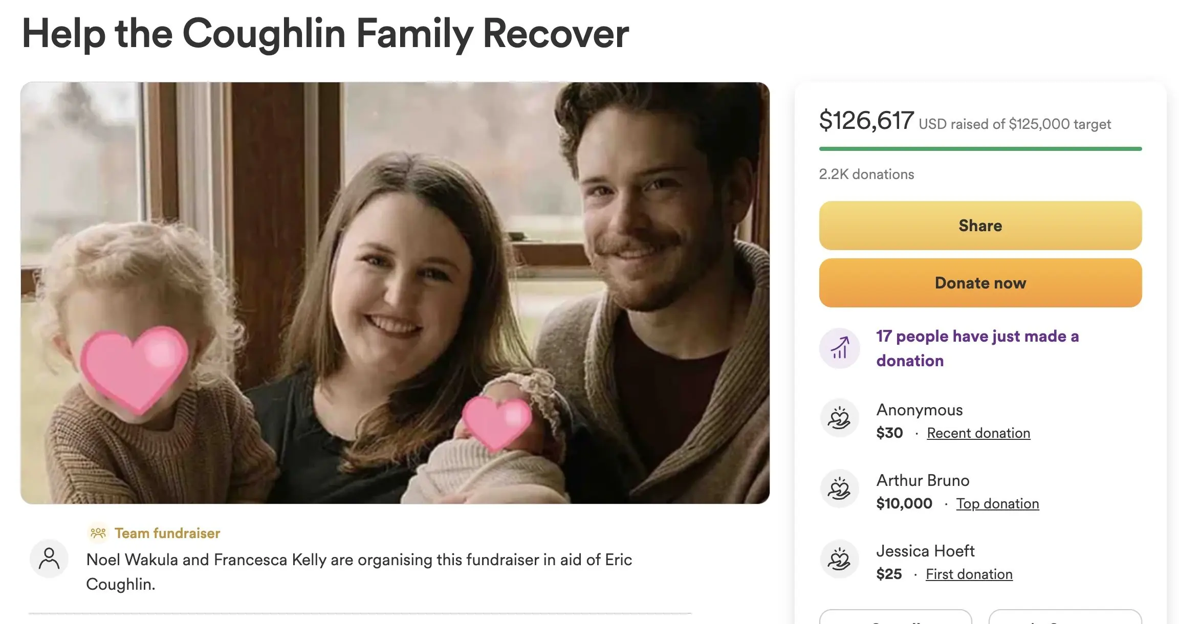 More than 2,000 donations have been made for the family. Credit: GoFundMe