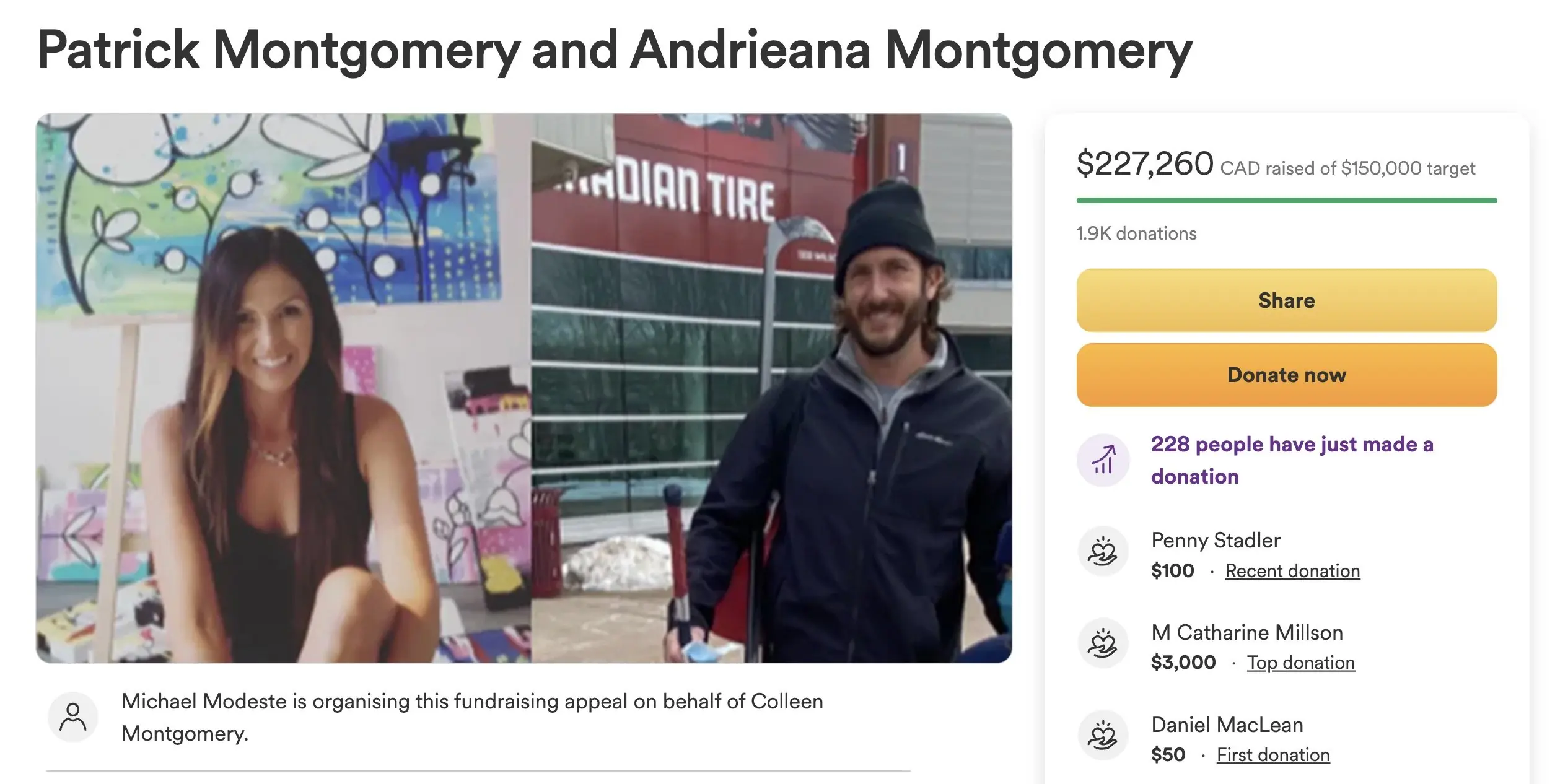 Nearly 2,000 donations have been made. Credit: GoFundMe