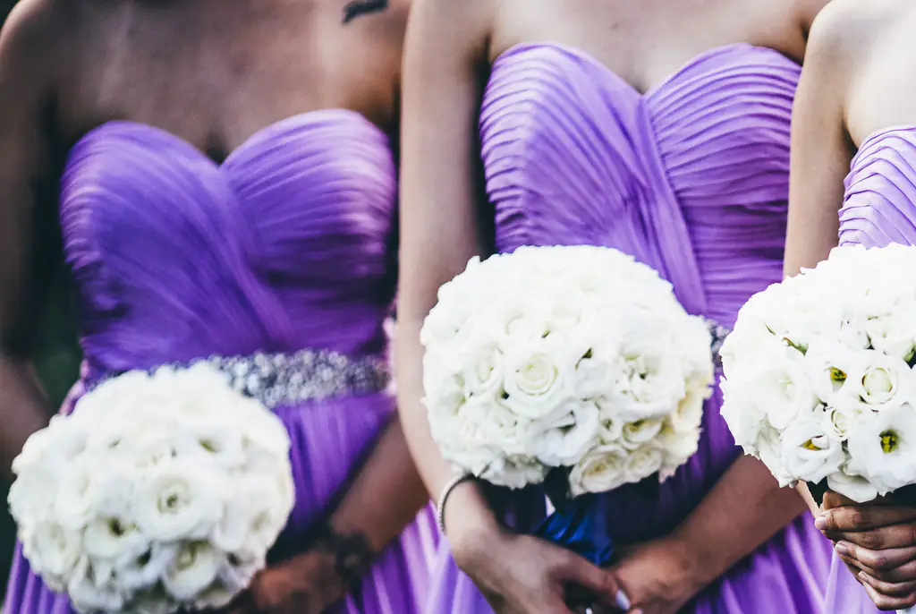 It's usually only the bridesmaids that are color coordinated. Credit: Mint Images/Getty Images