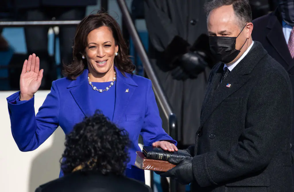 Kamala Harris was sworn in as vice president in 2021. Credit: Pool / Getty