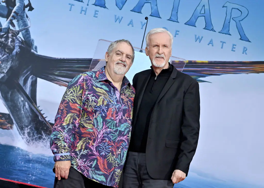 Jon Landau and James Cameron st their Hand and Footprint Ceremony on January 12, 2023. Credit: Axelle/Bauer-Griffin / Getty