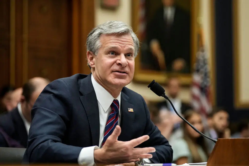 Christopher Wray stated that the FBI is not sure what struck Trump's ear. Credit: Drew Angerer/Getty