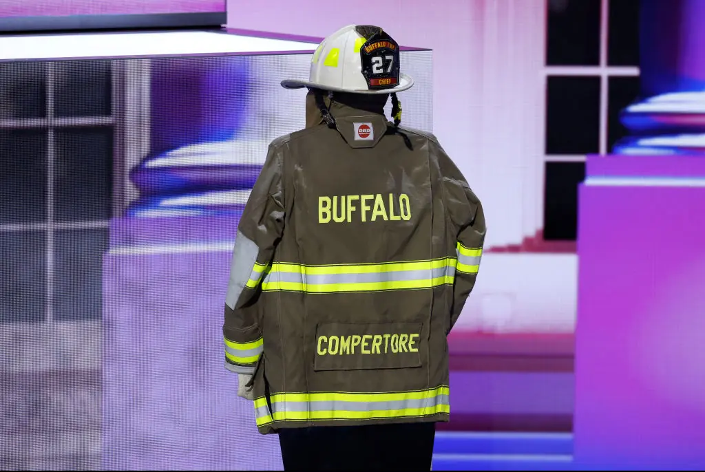 Corey Comperatore's firefighter uniform was wheeled out to the stage to honor him. Credit: Chip Somodevilla/Getty