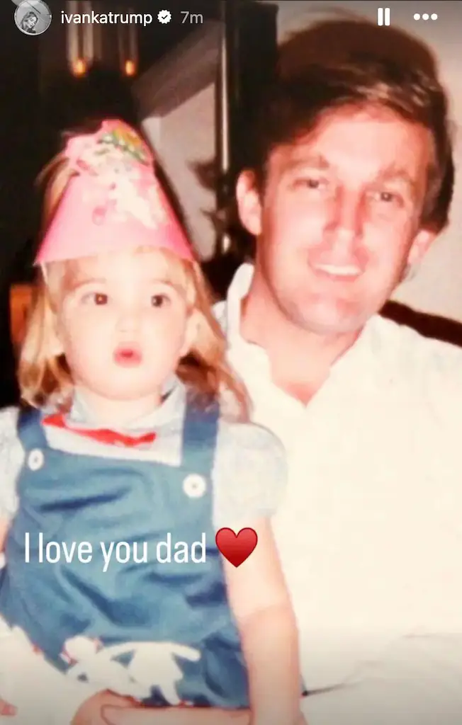 Ivanka posted a picture with her dad on her Instagram hours after he was found guilty. Credit: Ivanka Trump's Instagram Story