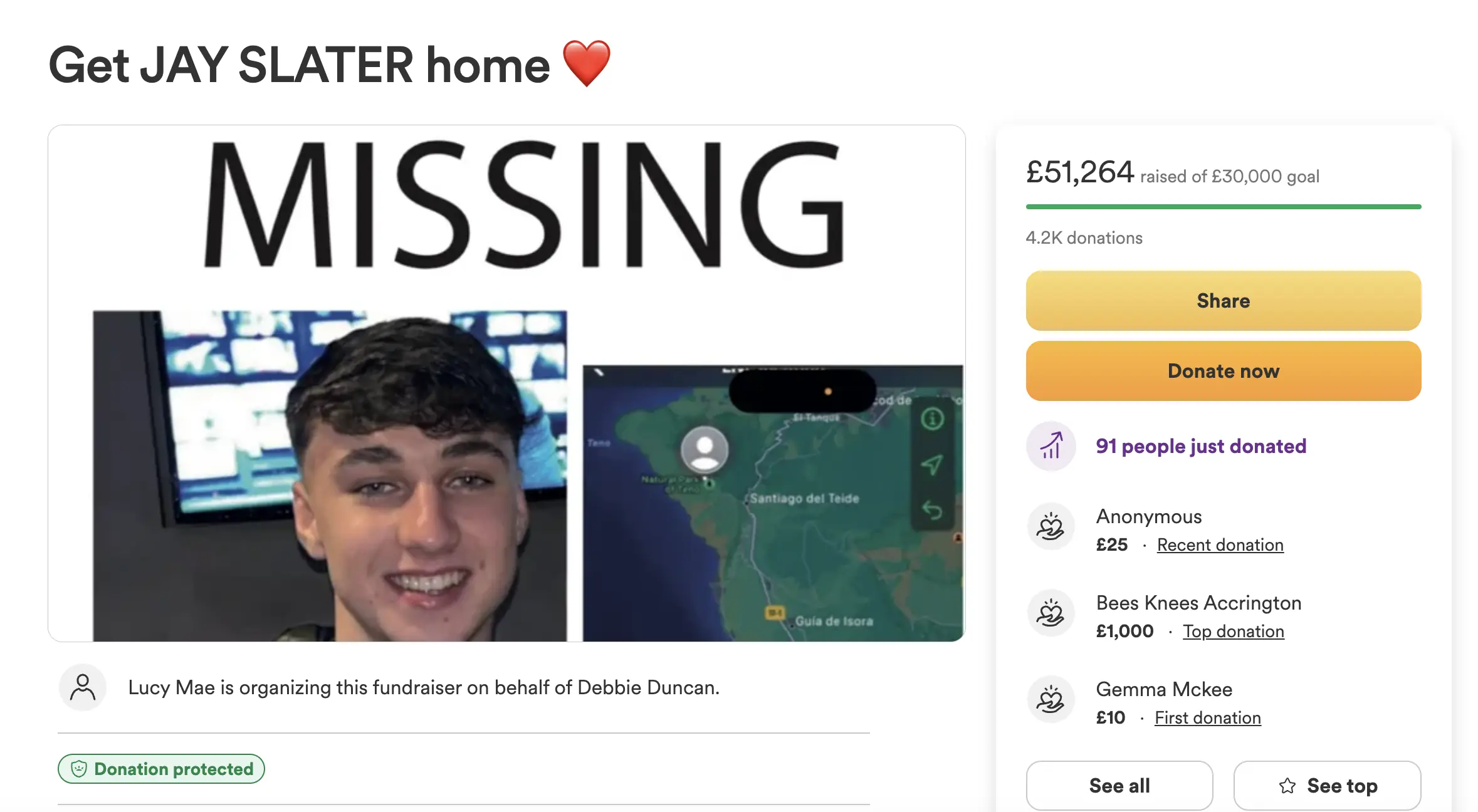 Jay's mom, Debbie Duncan, shared an update on GoFundMe. Credit: GoFundMe