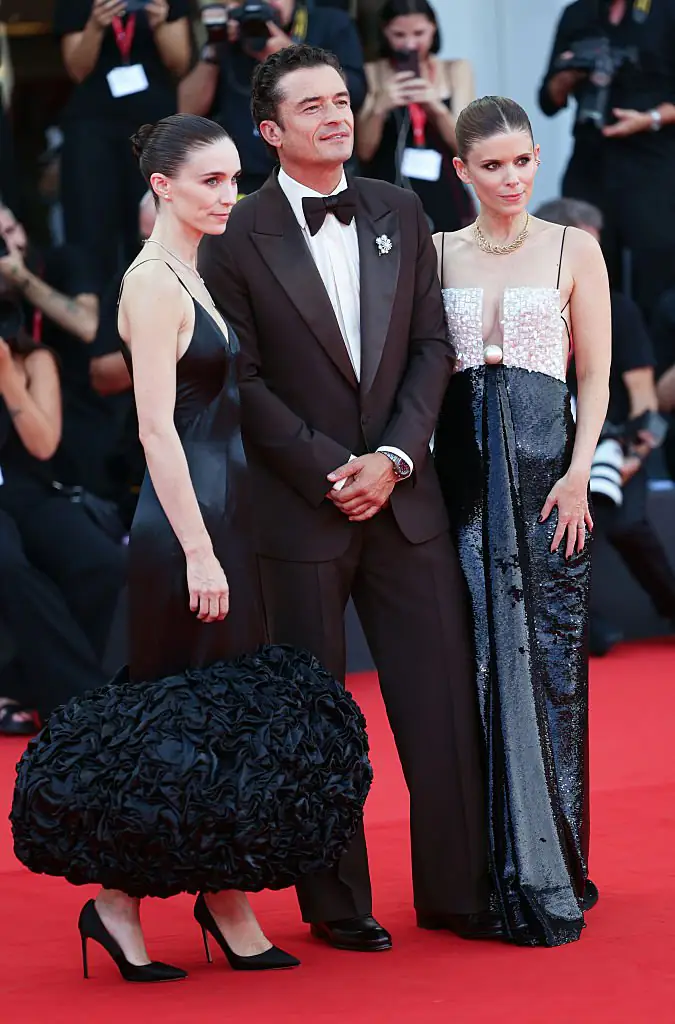 Rooney Mara, Orlando Bloom and Kate Mara attend the Bucking Fastard screening at the 83rd Venice International Film Festival. Credit: Dave Benett / Getty