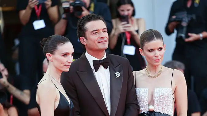 Rooney Mara, Orlando Bloom and Kate Mara attend the "Bucking Fastard" Screening during the 83rd Venice International Film Festival, 